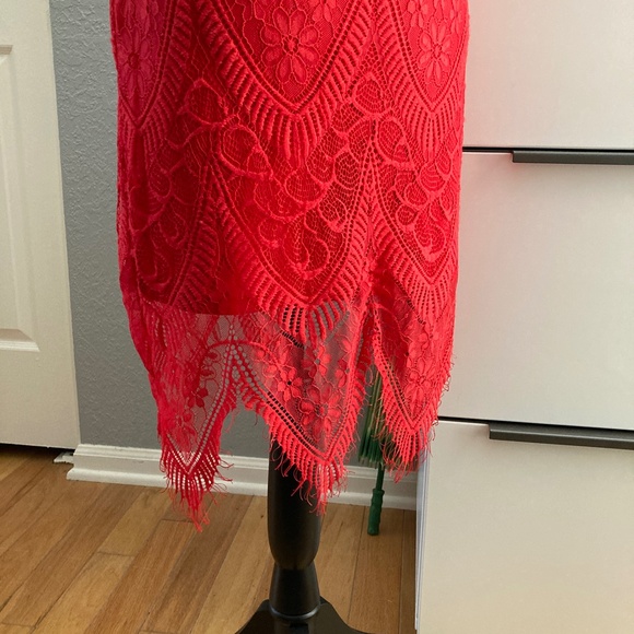 LUSH Women's Red Crochet Lace Dress Cutout Tie Back Medium - Picture 6 of 12